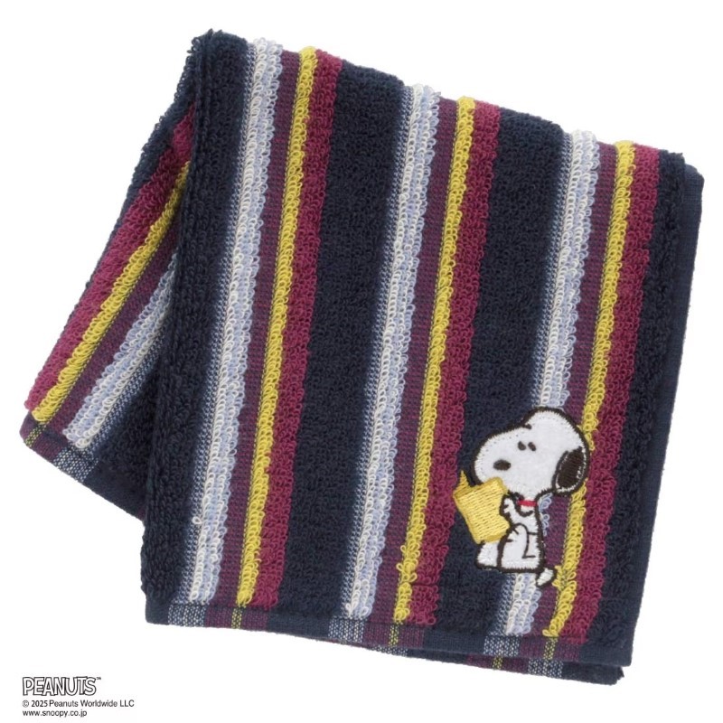 PEANUTS  タオルハンカチ  スタイリッシュボーダー 読書/NV