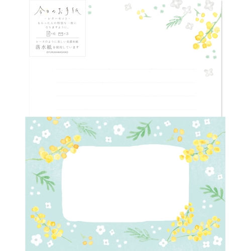 今日のお手紙 レターセット ミモザと白い花