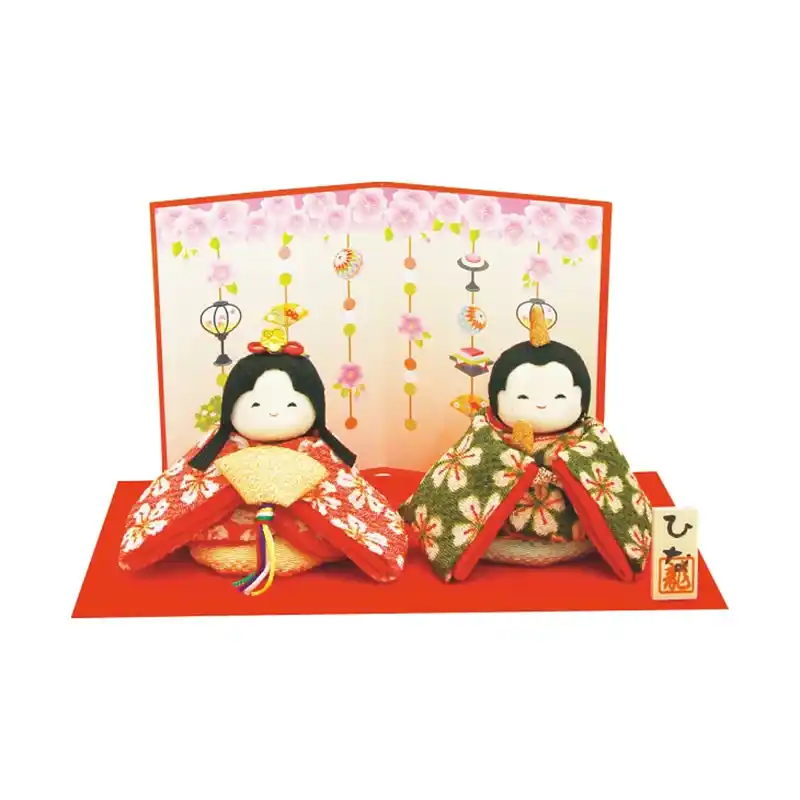 ぽてりひな２人(桜)はんなり屏風付