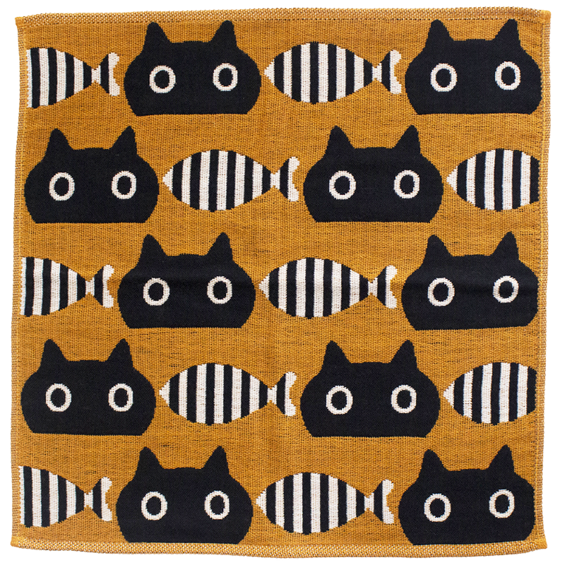 Atsuko Matano 3重ガーゼハンカチ  MEMEとお魚 /OR 【日本製】