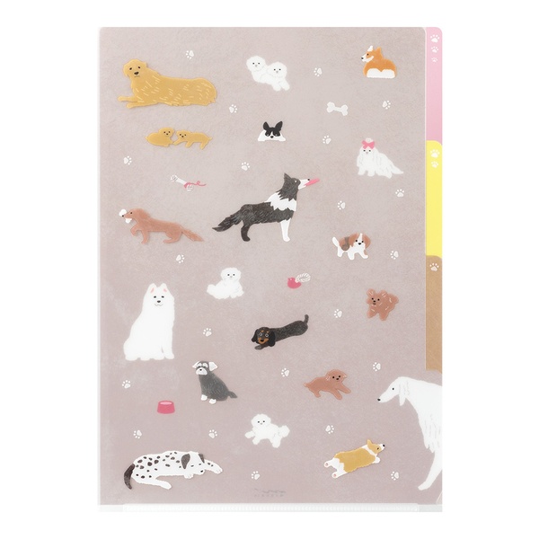 MIDORI ポケットクリアホルダー(A4) イヌ柄A