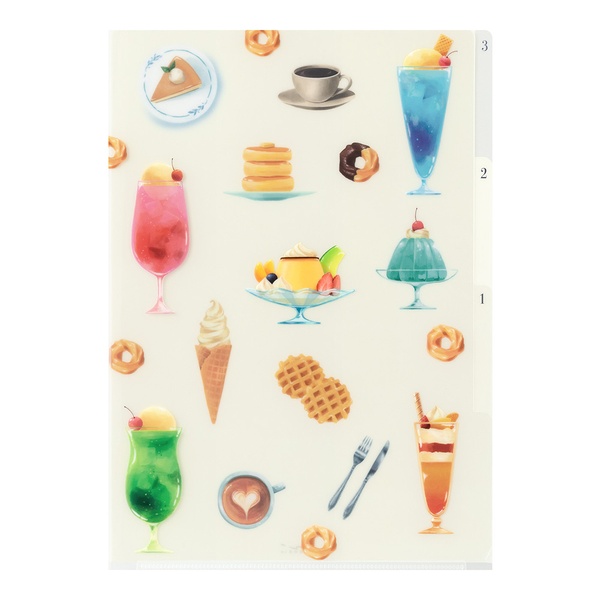 MIDORI ポケットクリアホルダー(A4)喫茶店柄