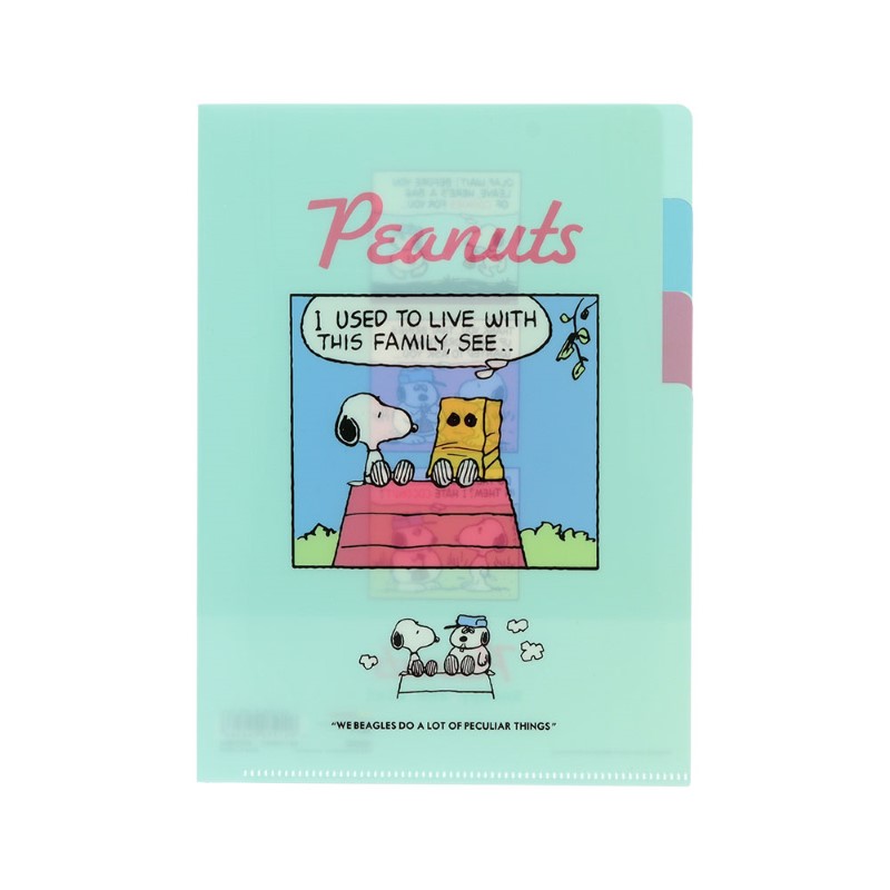 PEANUTS  クリアファイルA5  3P SNOOPY&SIBLINGS / グリーン