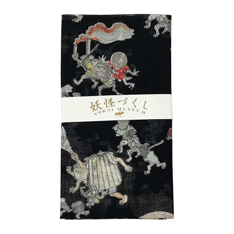 妖怪づくしハンカチ　百鬼夜行/クロ