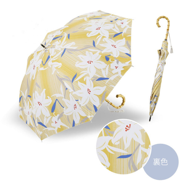 河馬印本舗 晴雨兼用傘/百合・紅掛空色(長カサ)