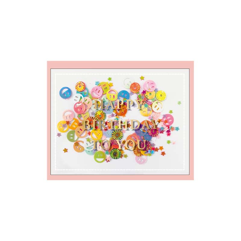 コンフェッティミニカード バースデー/ホワイト