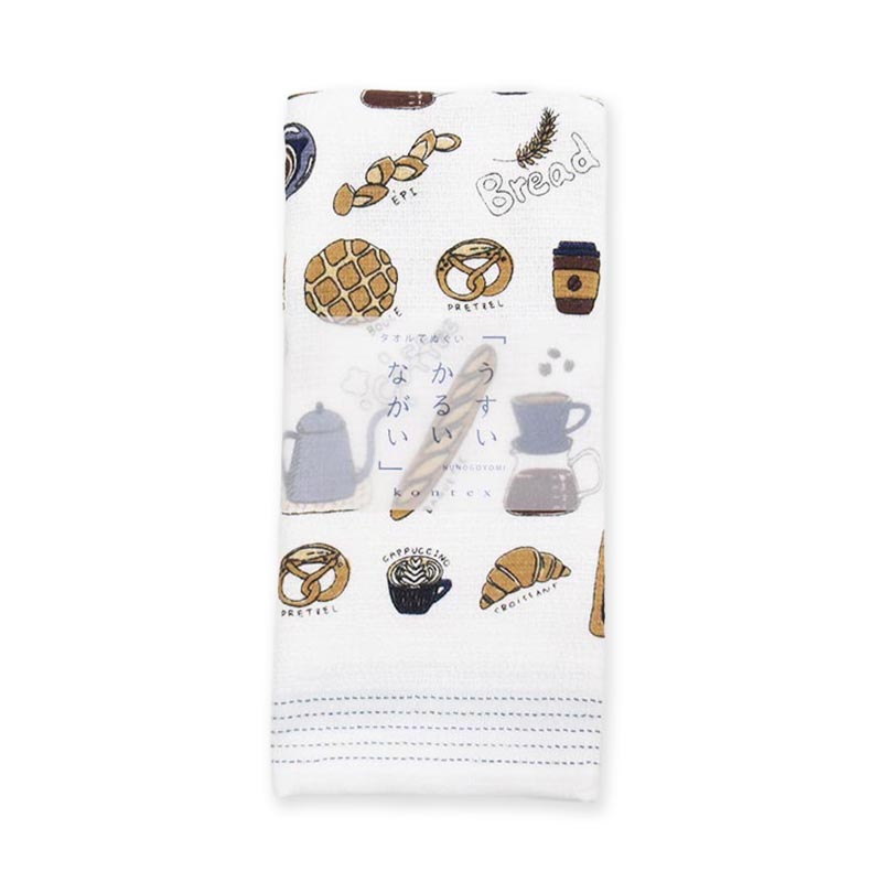 薄軽長 てぬぐいたおる パンとコーヒー