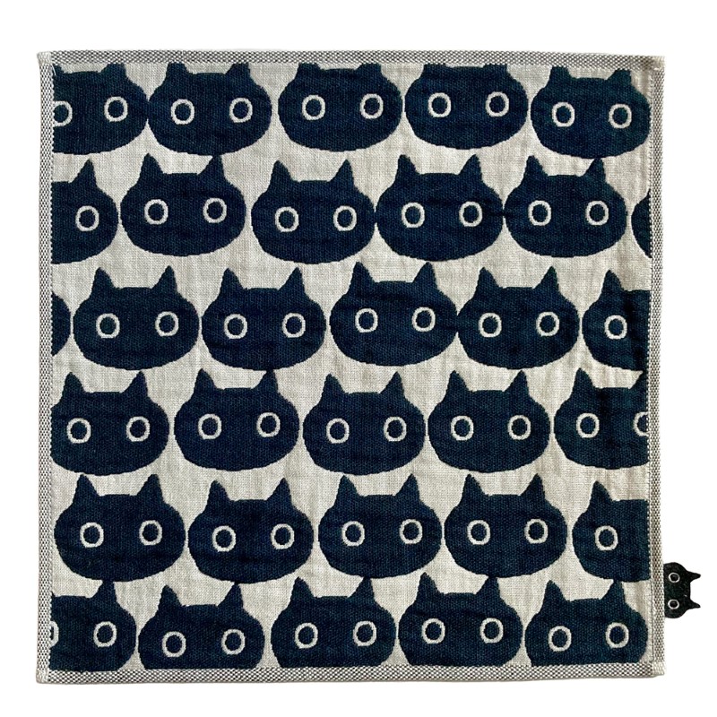 Atsuko Matano アツコ マタノ モノトーン ループ付き3重ガーゼハンカチ/おしくらMEME