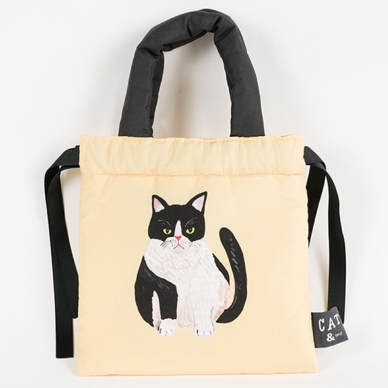 キャットアンド そで山かほ子 クッション巾着/イエロー