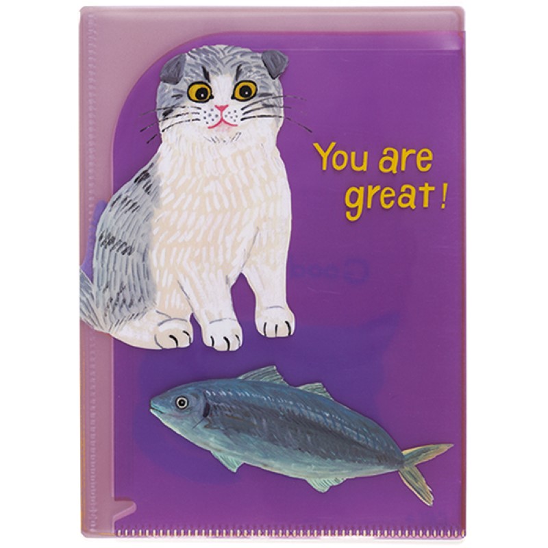 キャットアンド そで山かほ子 ６ポケットクリアホルダー A5/パープル