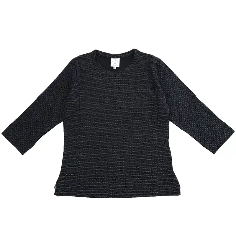 儀右エ門 ギエモン 七分袖 米粒カットソー L  / 黒