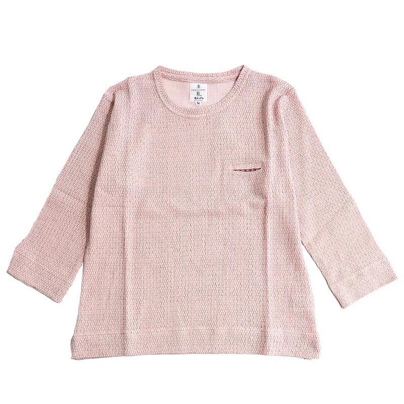 儀右エ門 ギエモン 七分袖 米粒カットソー L  / ピンク