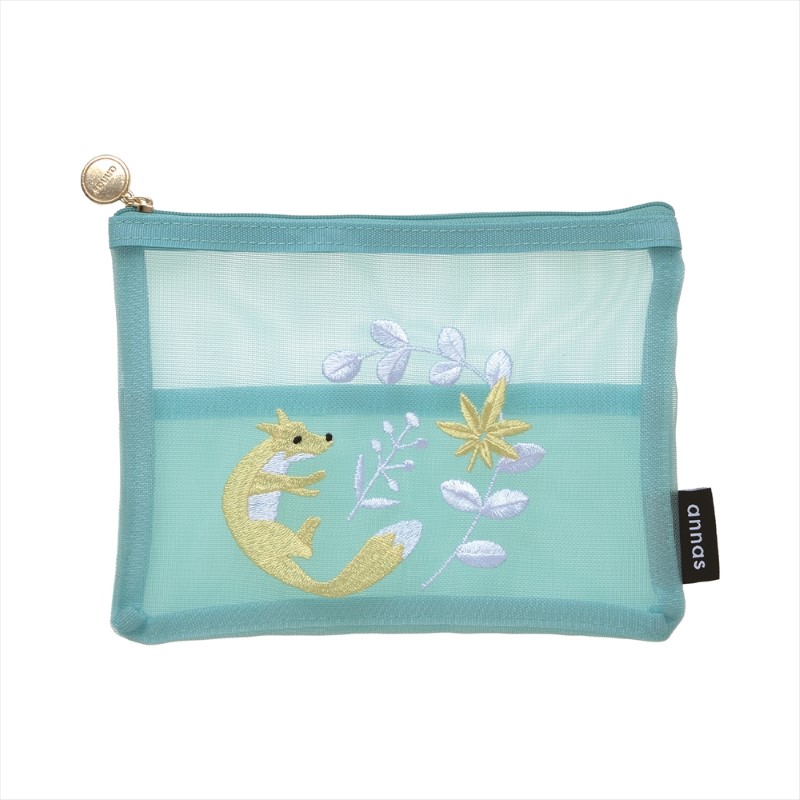 annas 刺繍メッシュポーチ キツネ