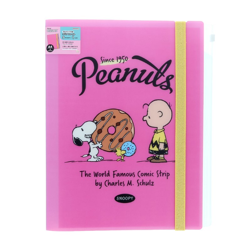 PEANUTS アメリカンテイスト ゴムバンド付きクリアファイル5P＋F/ドーナツ