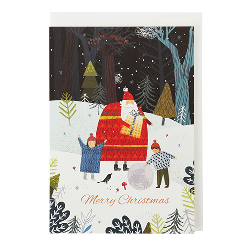 フロンティア クリスマスカード クラシック /サンタと雪遊び