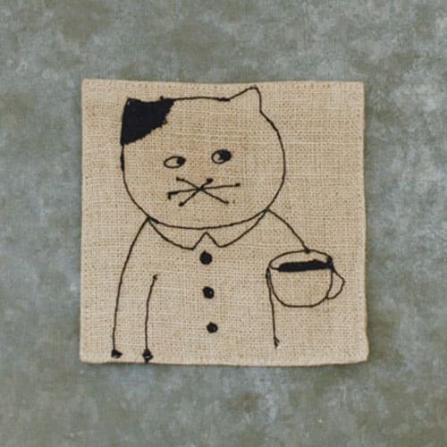 Sennokoto リネンの刺繍コースター (kome)