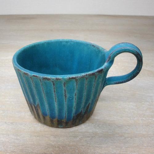 わかさま陶芸 Shabby-turquoise モダンマグカップ