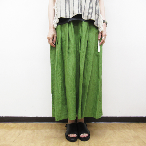 ina ウエスト紐りぼんリネンスカート LGR61 【日本製】