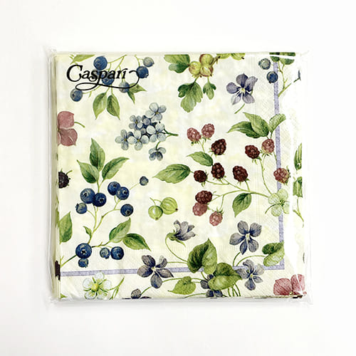 Caspari ペーパーナプキン Violets&Berries Ivory