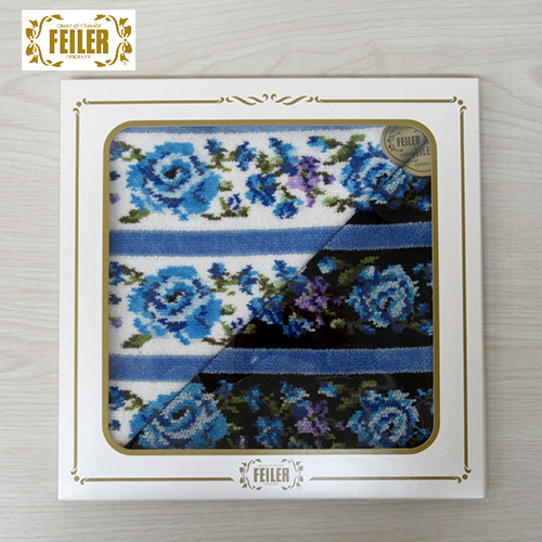 FEILER フェイラー ADERINA BORDER BLUE ギフトセット (ホワイト・青)