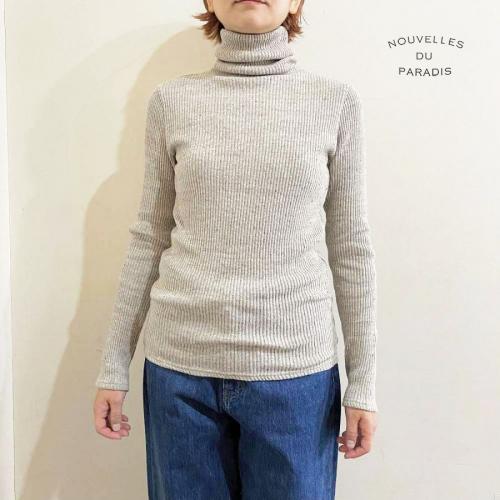 NOUVELLES DU PARADIS ガラガラテレコタートルネック /BE杢09【日本製】