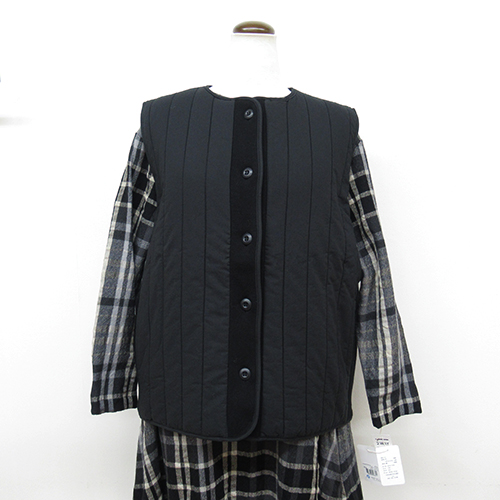 mao made STキルト×サイドリブニット切替ベスト BK99