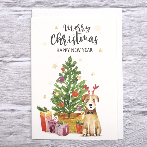 フロンティア クリスマスカード クラシック /犬とカチューシャ