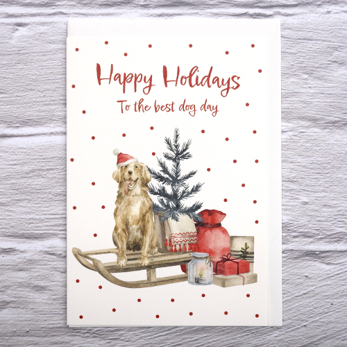 フロンティア クリスマスカード クラシック /ゴールデンとソリ