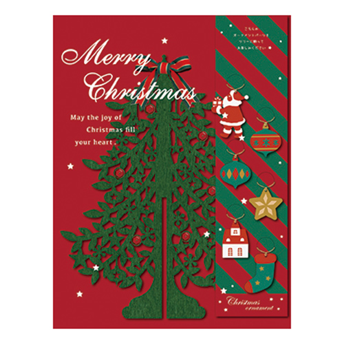 クリスマスウッドツリーカード　/オーナメントグリーン