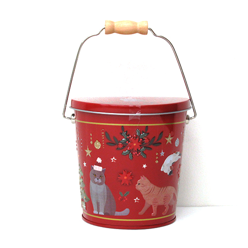 クリスマス ネコバケツ缶