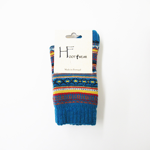 HFOOT　WEAR【ポルトガル製】　フェアアイルソックス　PETROL　(FAIR ISLE)