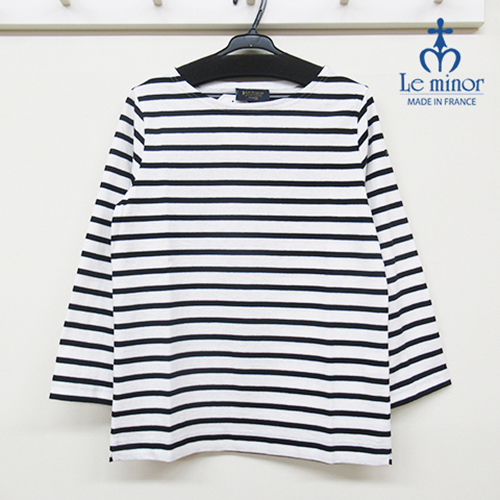 Le minor ボーダーカットソー7分袖　20G　Blanc/Noir(WH×BK)