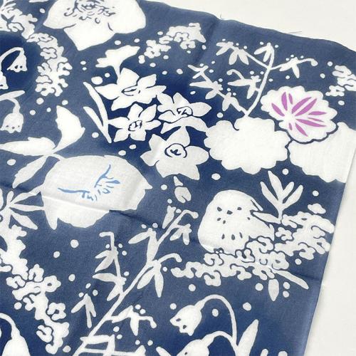 梨園染 戸田屋商店 てぬぐい 雪花にシマエナガ