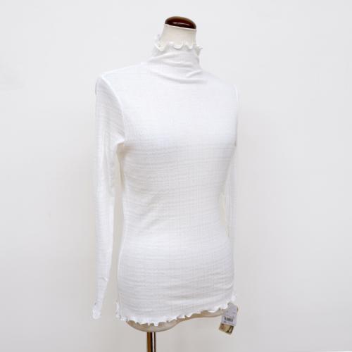 TUNIC 強撚なみ柄 ハイネック長袖インナー白