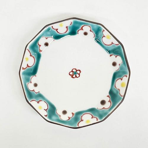 安東眉石窯　十二角小皿　渕花文