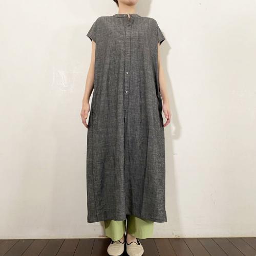 NOUVELLES DU PARADIS コットンリネン平織デニム　2wayワンピース　BK99【日本製】