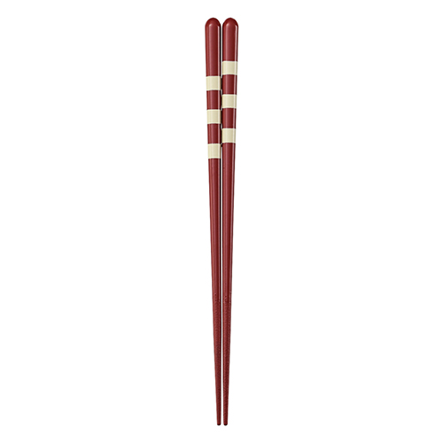 縞飾り　塗箸　20.5cm