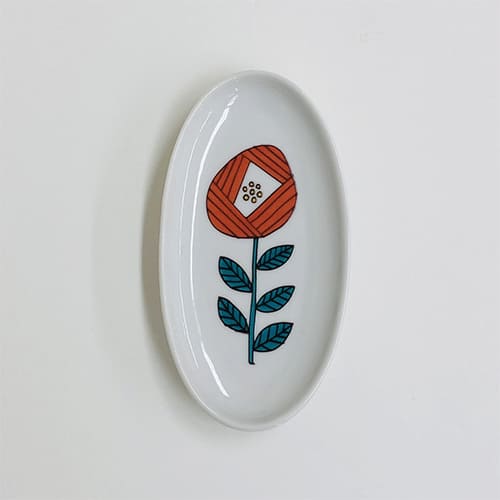 ハレクタニ 一輪楕円皿S【赤】